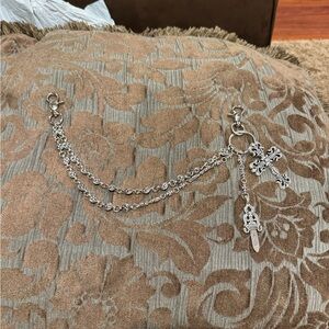 Chrome Hearts Silver Cross and Dagger Jewelry